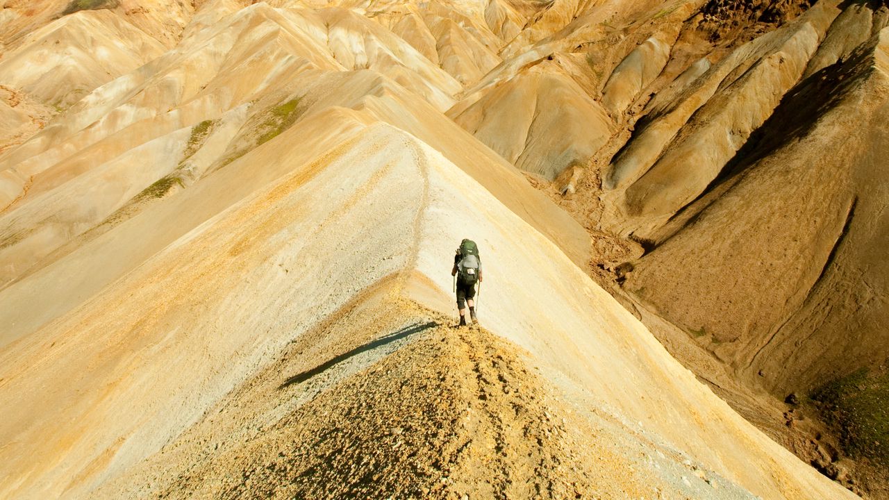 Wallpaper desert, sand, tourist, wanderer, sky