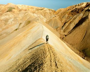 Preview wallpaper desert, sand, tourist, wanderer, sky