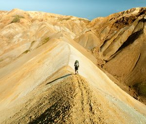 Preview wallpaper desert, sand, tourist, wanderer, sky