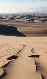 Preview wallpaper desert, sand, traces, distance