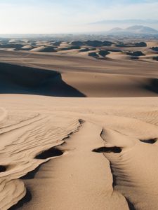 Preview wallpaper desert, sand, traces, distance