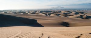 Preview wallpaper desert, sand, traces, distance