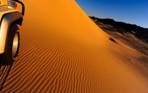 Preview wallpaper desert, sand, wheel, heat