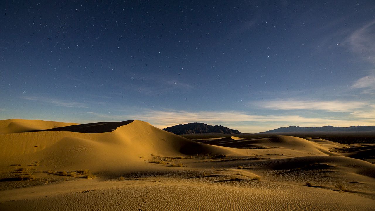 Wallpaper desert, sands, dunes, starry sky