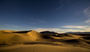 Preview wallpaper desert, sands, dunes, starry sky