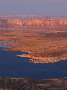 Preview wallpaper desert, sea, canyons, land, coast