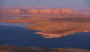 Preview wallpaper desert, sea, canyons, land, coast