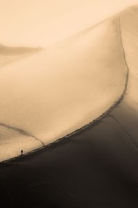 Preview wallpaper desert, silhouette, aerial view, dunes, sand