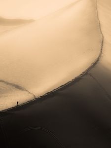 Preview wallpaper desert, silhouette, aerial view, dunes, sand