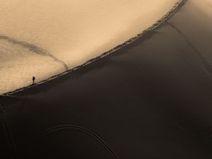 Preview wallpaper desert, silhouette, aerial view, dunes, sand