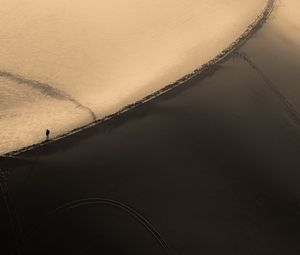 Preview wallpaper desert, silhouette, aerial view, dunes, sand