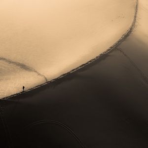 Preview wallpaper desert, silhouette, aerial view, dunes, sand