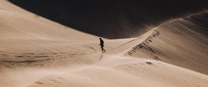 Preview wallpaper desert, silhouette, alone, sand, dunes