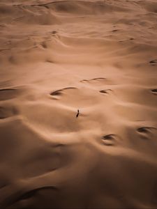 Preview wallpaper desert, silhouette, alone, aerial view, sand
