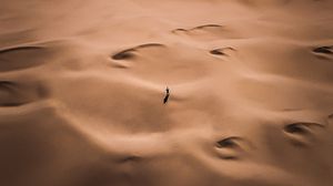 Preview wallpaper desert, silhouette, alone, aerial view, sand