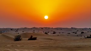 Preview wallpaper desert, sunset, dunes, sand