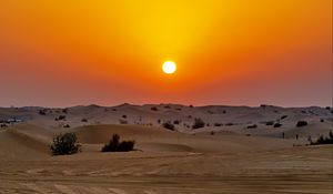 Preview wallpaper desert, sunset, dunes, sand