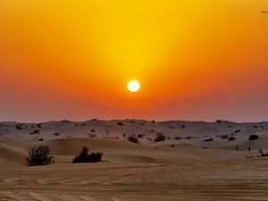 Preview wallpaper desert, sunset, dunes, sand