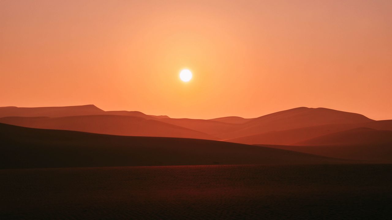 Wallpaper desert, sunset, hills, sand, dusk