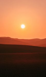 Preview wallpaper desert, sunset, hills, sand, dusk
