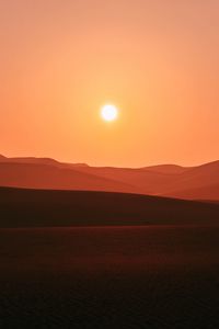 Preview wallpaper desert, sunset, hills, sand, dusk