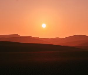 Preview wallpaper desert, sunset, hills, sand, dusk
