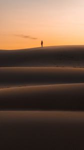 Preview wallpaper desert, sunset, silhouette, hills, sand