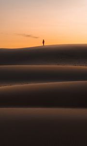 Preview wallpaper desert, sunset, silhouette, hills, sand