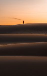 Preview wallpaper desert, sunset, silhouette, hills, sand