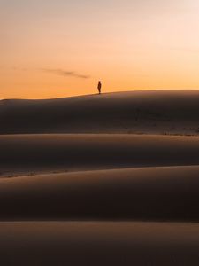 Preview wallpaper desert, sunset, silhouette, hills, sand