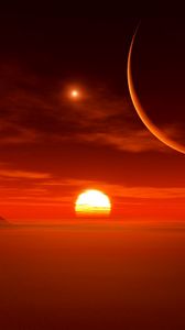 Preview wallpaper desert, sunset, sun, landscape
