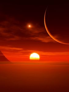 Preview wallpaper desert, sunset, sun, landscape
