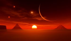 Preview wallpaper desert, sunset, sun, landscape