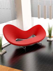 Preview wallpaper design, interior design, apartment, room, red chair, plants, style, form