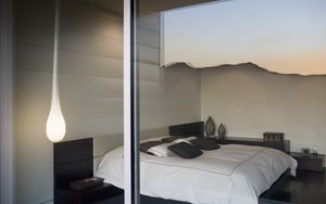 Preview wallpaper design, interior, room, bed, lamp, window, reflection, bedroom, glass