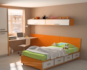 Preview wallpaper design, toys, interiors, apartment, room, computer, colorful, bed, orange, style, table, wardrobe, bright