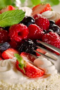 Preview wallpaper dessert, pie, berries, strawberry, cream, mint, sweet