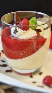 Preview wallpaper dessert, pudding, raspberry, chocolate