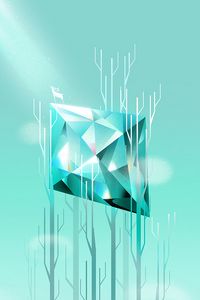 Preview wallpaper diamond, geometric, deer, art, branches, minimalistic