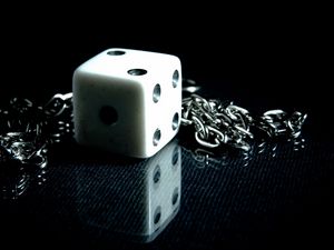 Preview wallpaper dice, chain, metal, shadow