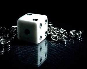 Preview wallpaper dice, chain, metal, shadow