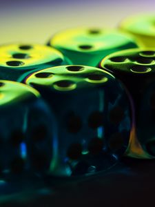 Preview wallpaper dice, cubes, surface, glare, green, dark