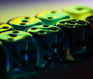 Preview wallpaper dice, cubes, surface, glare, green, dark
