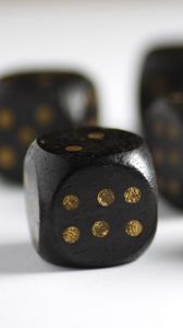 Preview wallpaper dice, game, black, yellow, points