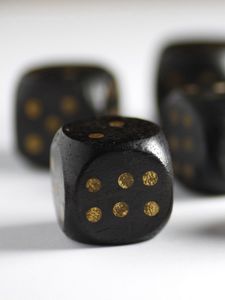 Preview wallpaper dice, game, black, yellow, points