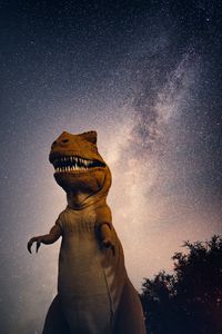 Preview wallpaper dinosaur, starry sky, night, space