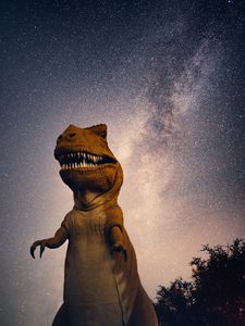 Preview wallpaper dinosaur, starry sky, night, space