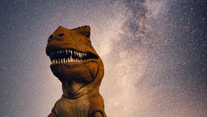 Preview wallpaper dinosaur, starry sky, night, space