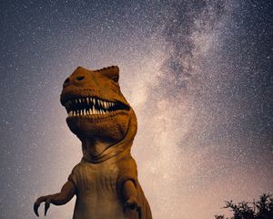 Preview wallpaper dinosaur, starry sky, night, space