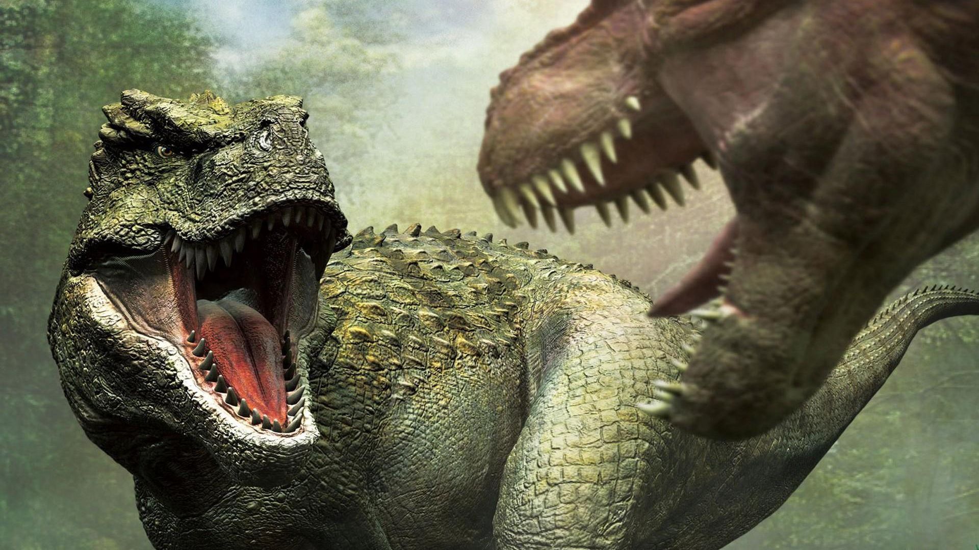 Download wallpaper 1920x1080 dinosaurs, mouth, fangs, aggression full hd,  hdtv, fhd, 1080p hd background